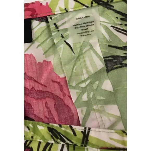 Talbots Poppy Butterfly Floral Green and Red Pleated Cotton Skirt 4P - Picture 9 of 10